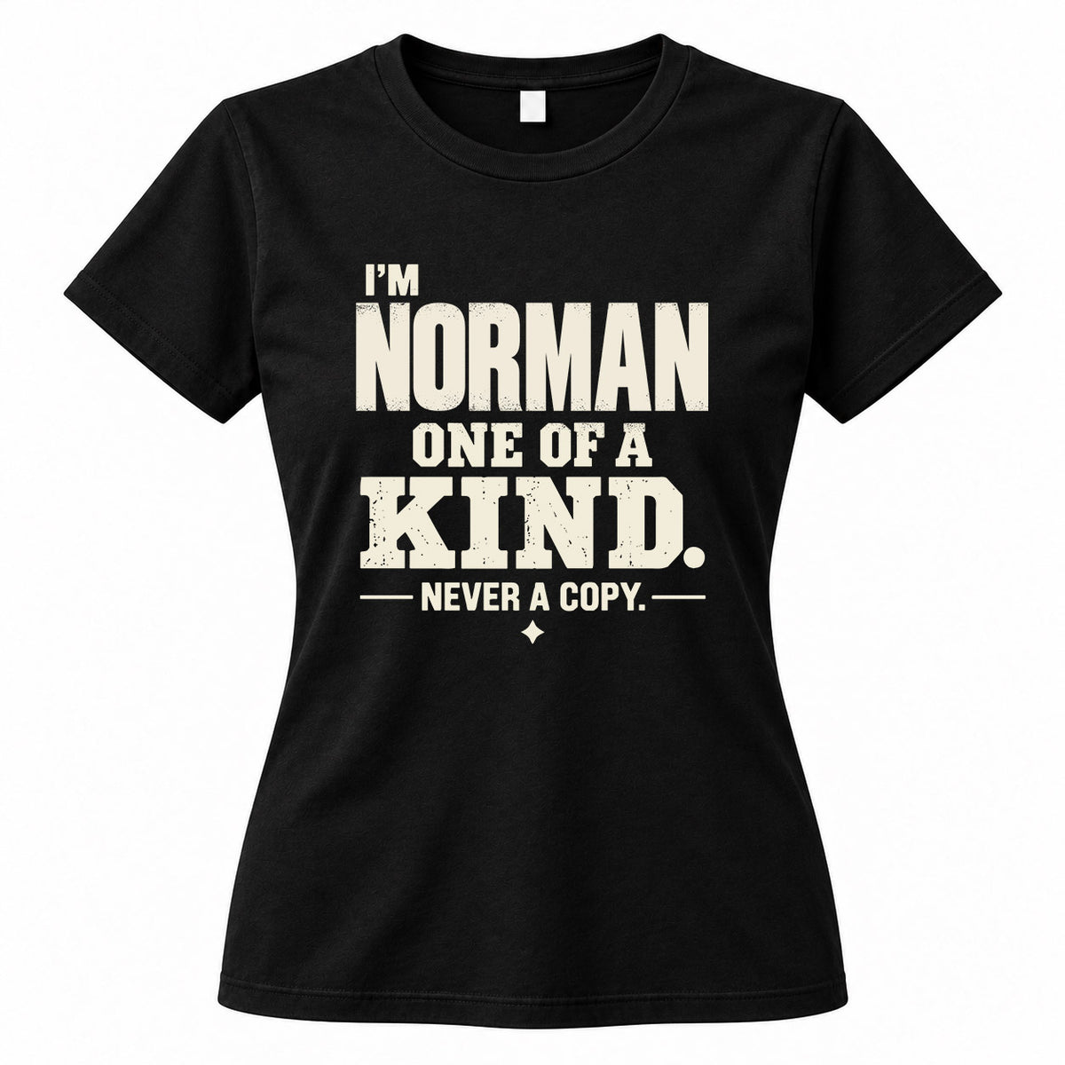 NORMAN P6-K4-228 Personalized Funny Quote Apparel “I’m NAME – One of a Kind, Never a Copy”