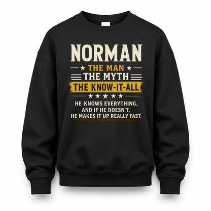 NORMAN TM90-K04-125 - NAME Legendary Know-It-All Personalized Funny Shirt