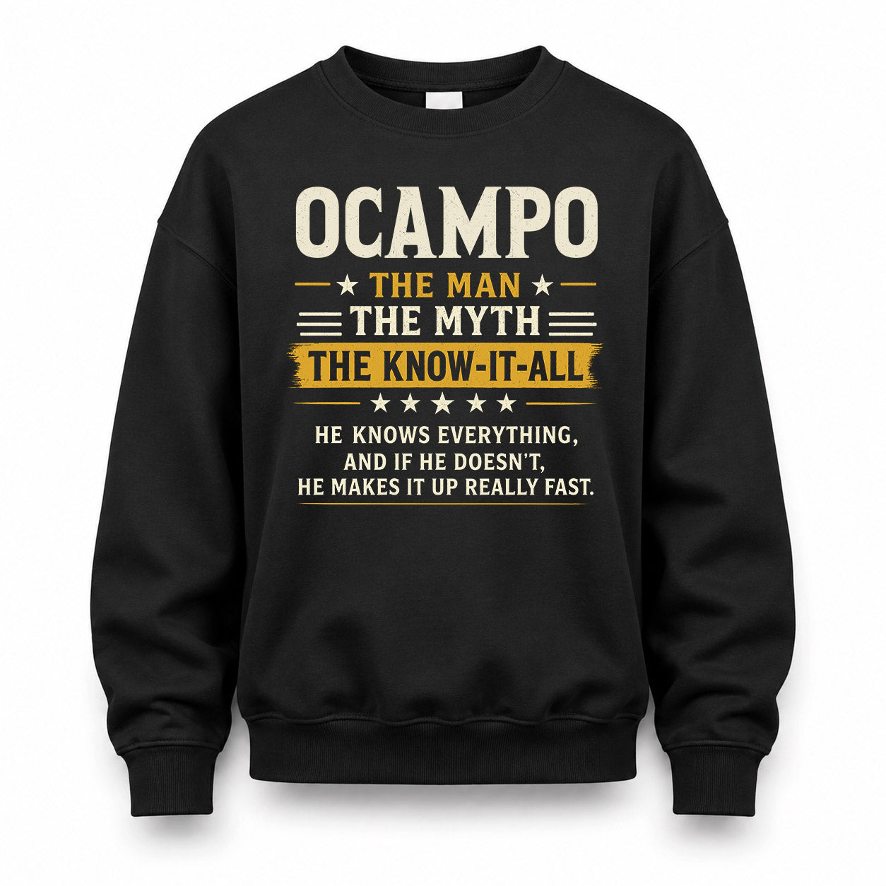 OCAMPO TM90-K04-125 - NAME Legendary Know-It-All Personalized Funny Shirt