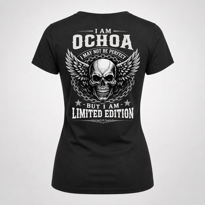 OCHOA P01-K24-229 – Personalized Skull Graphic Apparel “I Am NAME I May Not Be Perfect But I Am Limited Edition”