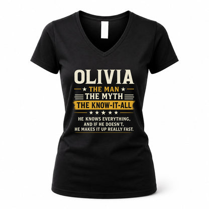 OLIVIA TM90-K04-125 - NAME Legendary Know-It-All Personalized Funny Shirt
