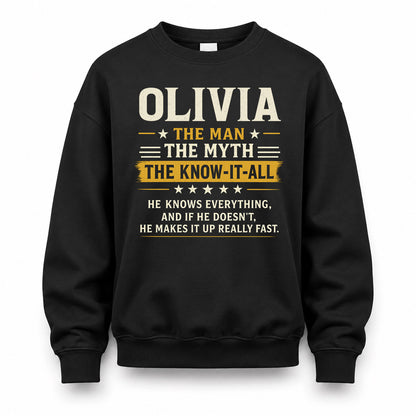 OLIVIA TM90-K04-125 - NAME Legendary Know-It-All Personalized Funny Shirt