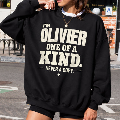 OLIVIER P6-K4-228 Personalized Funny Quote Apparel “I’m NAME – One of a Kind, Never a Copy”