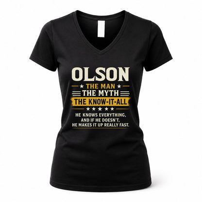 OLSON TM90-K04-125 - NAME Legendary Know-It-All Personalized Funny Shirt