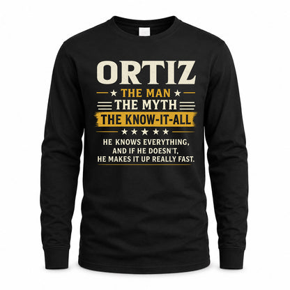 ORTIZ TM90-K04-125 - NAME Legendary Know-It-All Personalized Funny Shirt