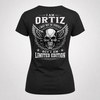 ORTIZ P01-K24-229 – Personalized Skull Graphic Apparel “I Am NAME I May Not Be Perfect But I Am Limited Edition”
