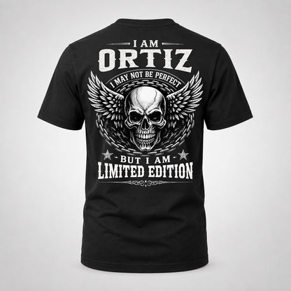 ORTIZ P01-K24-229 – Personalized Skull Graphic Apparel “I Am NAME I May Not Be Perfect But I Am Limited Edition”