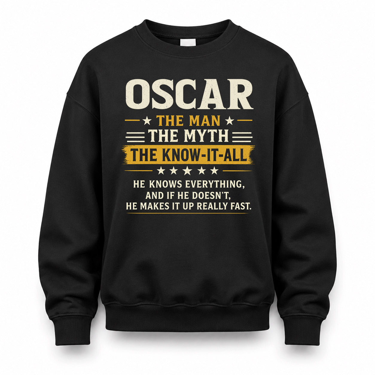 OSCAR TM90-K04-125 - NAME Legendary Know-It-All Personalized Funny Shirt