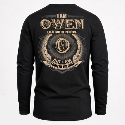 OWEN PH55-T25-Personalized Name Quote Apparel “I Am NAME May Not Be Perfect But I Am Limited Edition”