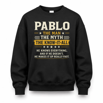 PABLO TM90-K04-125 - NAME Legendary Know-It-All Personalized Funny Shirt