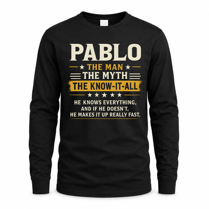 PABLO TM90-K04-125 - NAME Legendary Know-It-All Personalized Funny Shirt