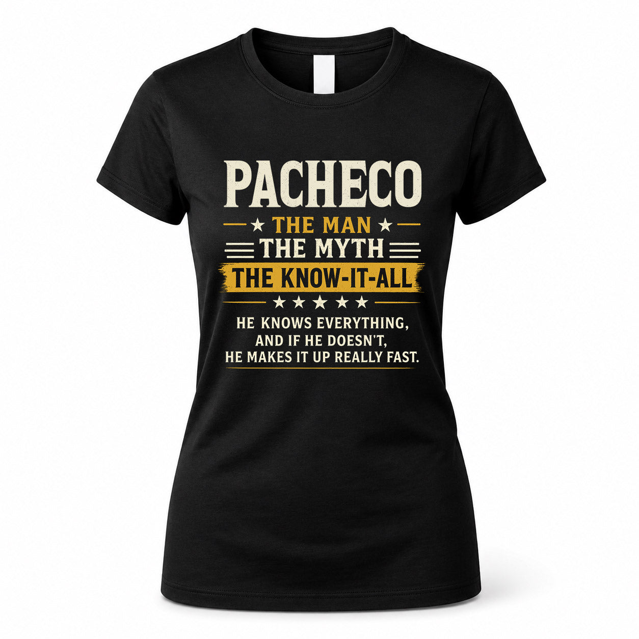PACHECO TM90-K04-125 - NAME Legendary Know-It-All Personalized Funny Shirt