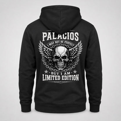 PALACIOS P01-K24-229 – Personalized Skull Graphic Apparel “I Am NAME I May Not Be Perfect But I Am Limited Edition”