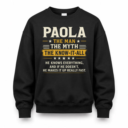 PAOLA TM90-K04-125 - NAME Legendary Know-It-All Personalized Funny Shirt
