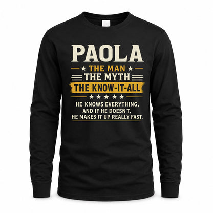 PAOLA TM90-K04-125 - NAME Legendary Know-It-All Personalized Funny Shirt