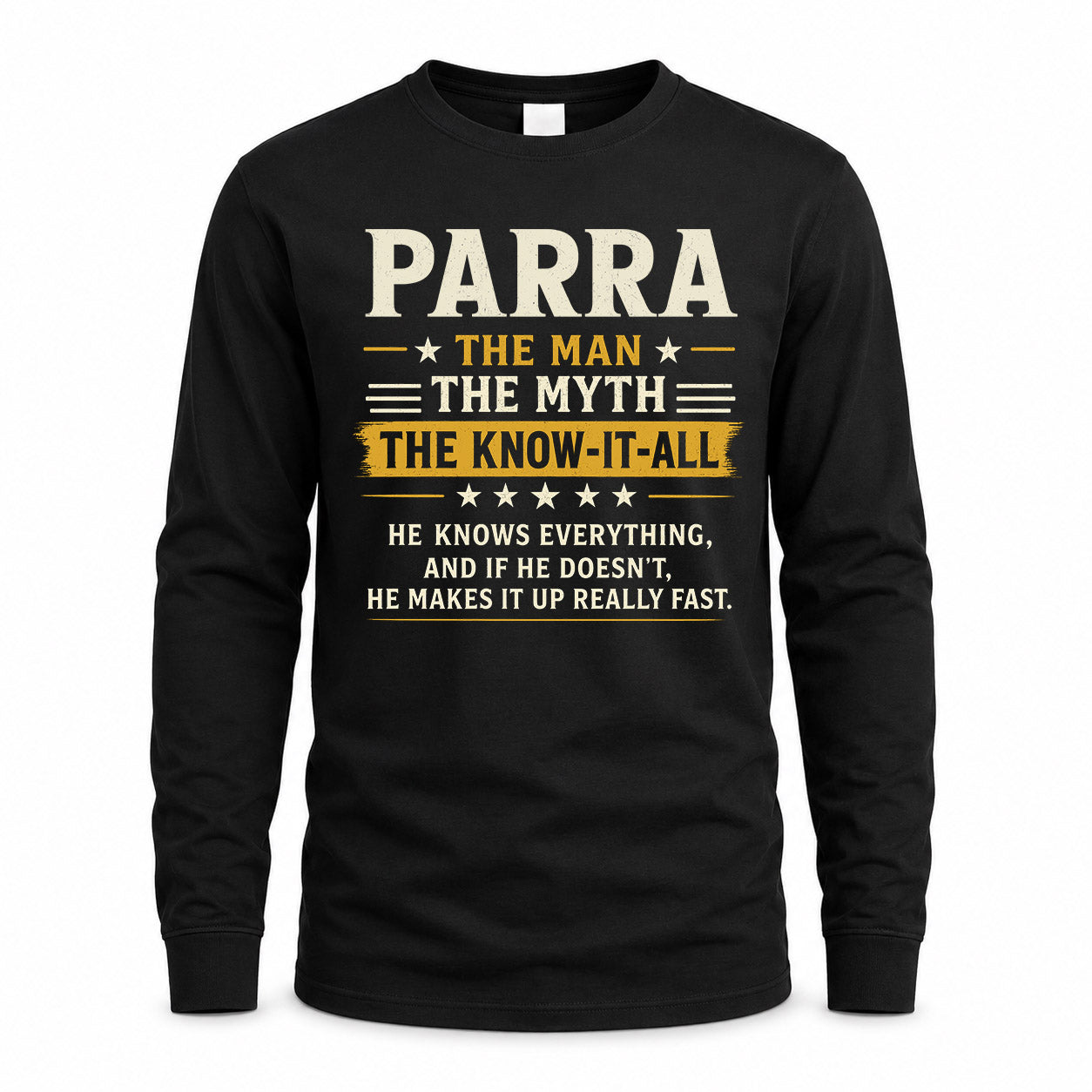 PARRA TM90-K04-125 - NAME Legendary Know-It-All Personalized Funny Shirt