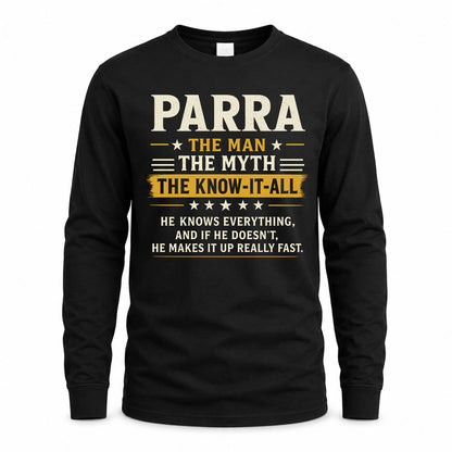 PARRA TM90-K04-125 - NAME Legendary Know-It-All Personalized Funny Shirt