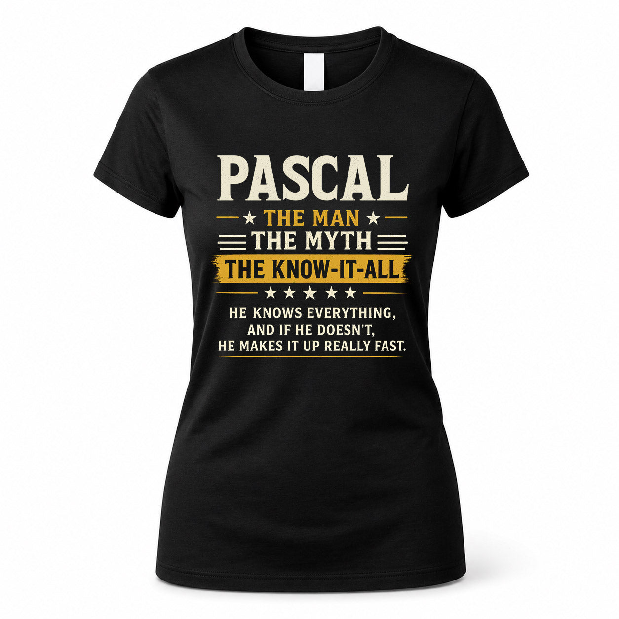 PASCAL TM90-K04-125 - NAME Legendary Know-It-All Personalized Funny Shirt