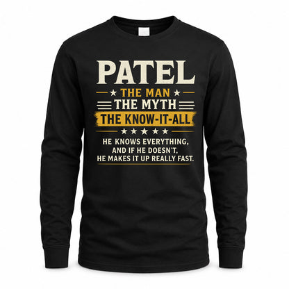 PATEL TM90-K04-125 - NAME Legendary Know-It-All Personalized Funny Shirt