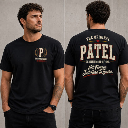 PATEL W68-F2-168 – Personalized Original Issue Apparel “The Original NAME Certified One-of-One"