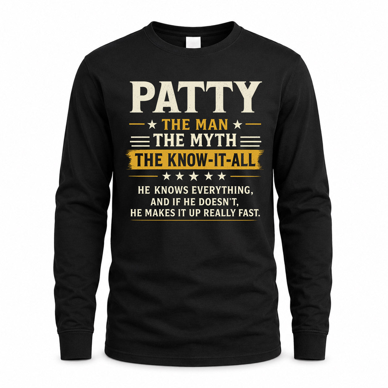 PATTY TM90-K04-125 - NAME Legendary Know-It-All Personalized Funny Shirt