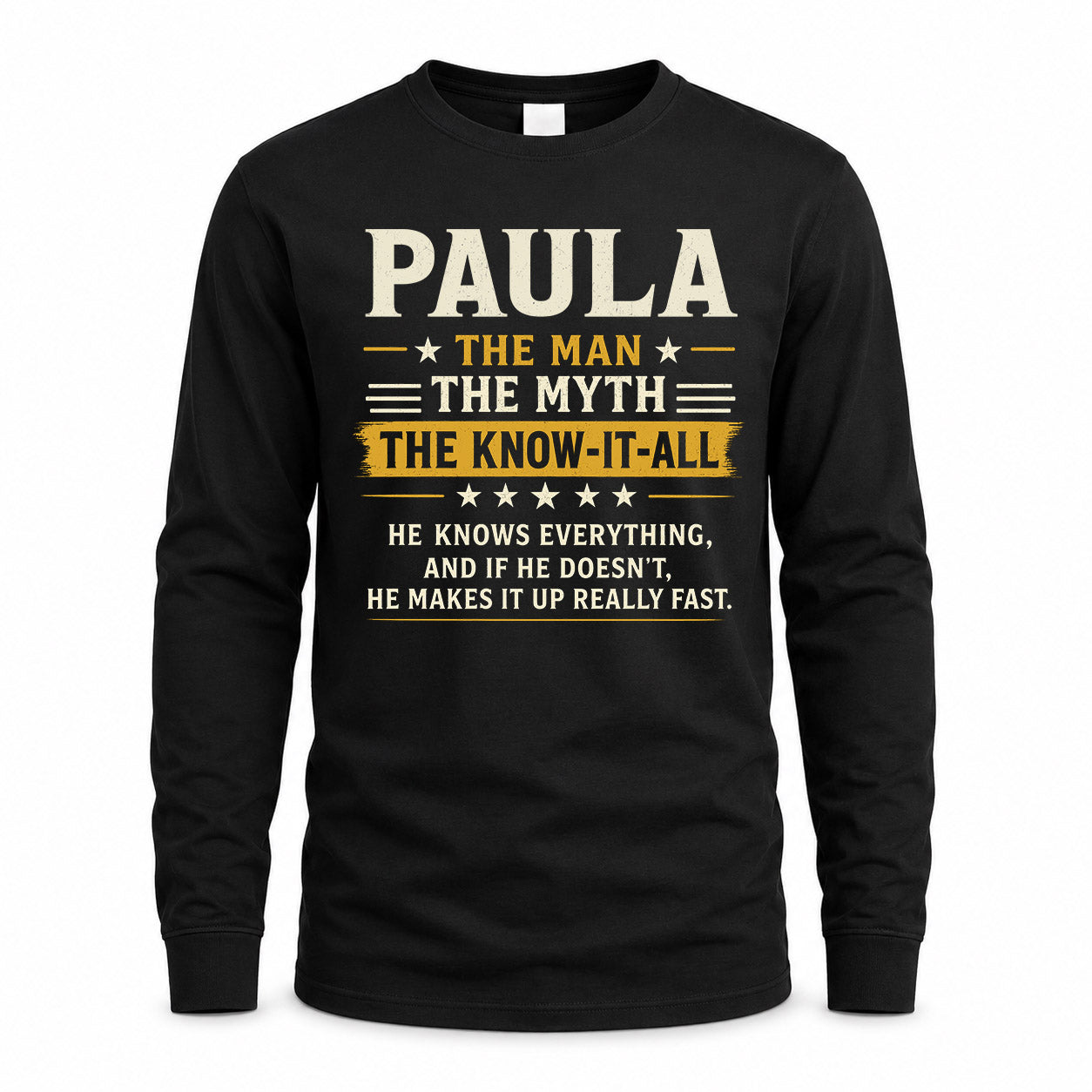 PAULA TM90-K04-125 - NAME Legendary Know-It-All Personalized Funny Shirt