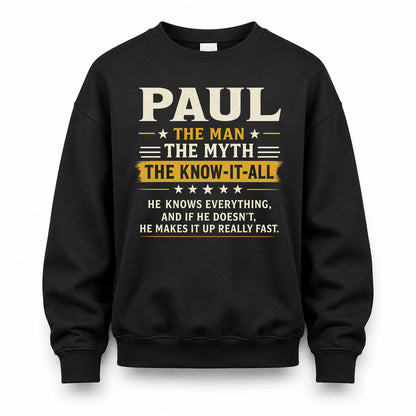 PAUL TM90-K04-125 - NAME Legendary Know-It-All Personalized Funny Shirt