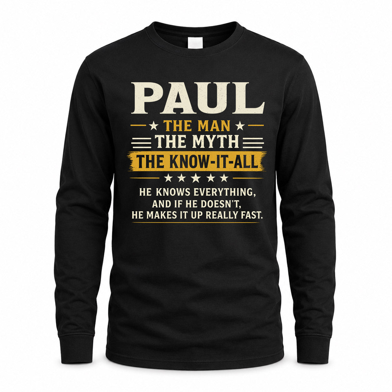 PAUL TM90-K04-125 - NAME Legendary Know-It-All Personalized Funny Shirt