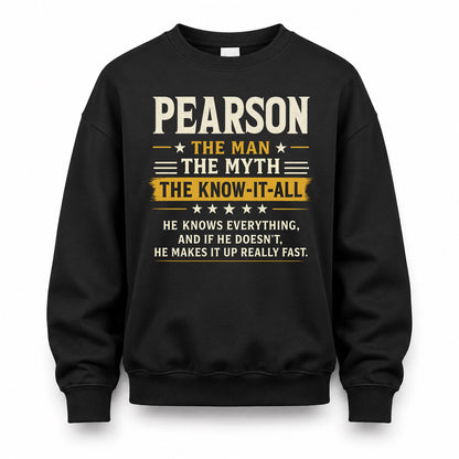 PEARSON TM90-K04-125 - NAME Legendary Know-It-All Personalized Funny Shirt