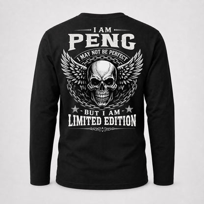 PENG P01-K24-229 – Personalized Skull Graphic Apparel “I Am NAME I May Not Be Perfect But I Am Limited Edition”
