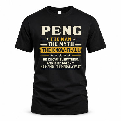 PENG TM90-K04-125 - NAME Legendary Know-It-All Personalized Funny Shirt
