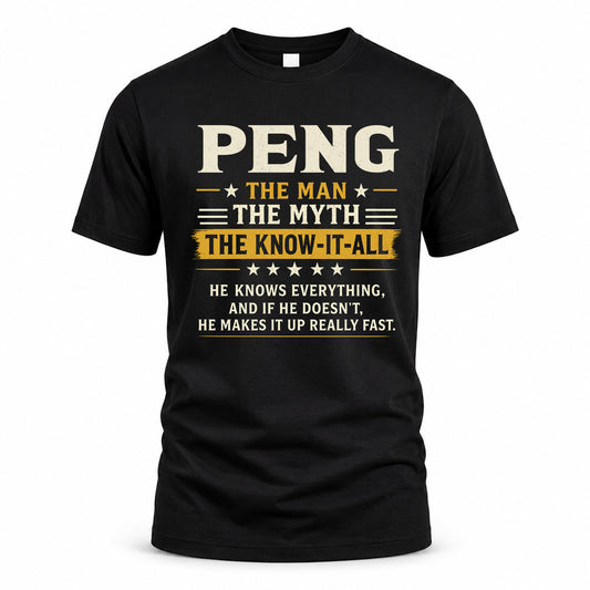 PENG TM90-K04-125 - NAME Legendary Know-It-All Personalized Funny Shirt