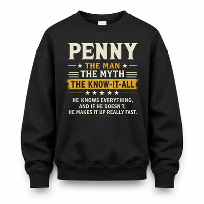 PENNY TM90-K04-125 - NAME Legendary Know-It-All Personalized Funny Shirt