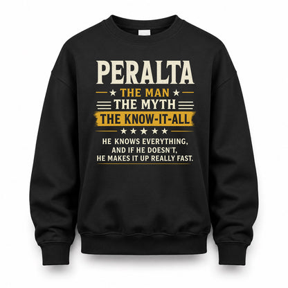 PERALTA TM90-K04-125 - NAME Legendary Know-It-All Personalized Funny Shirt