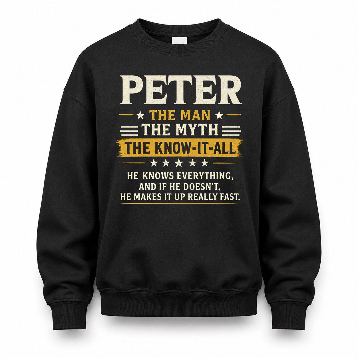 PETER TM90-K04-125 - NAME Legendary Know-It-All Personalized Funny Shirt