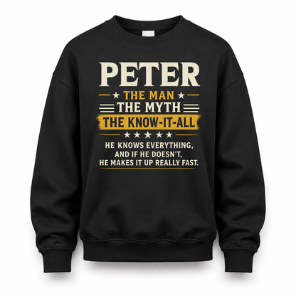 PETER TM90-K04-125 - NAME Legendary Know-It-All Personalized Funny Shirt