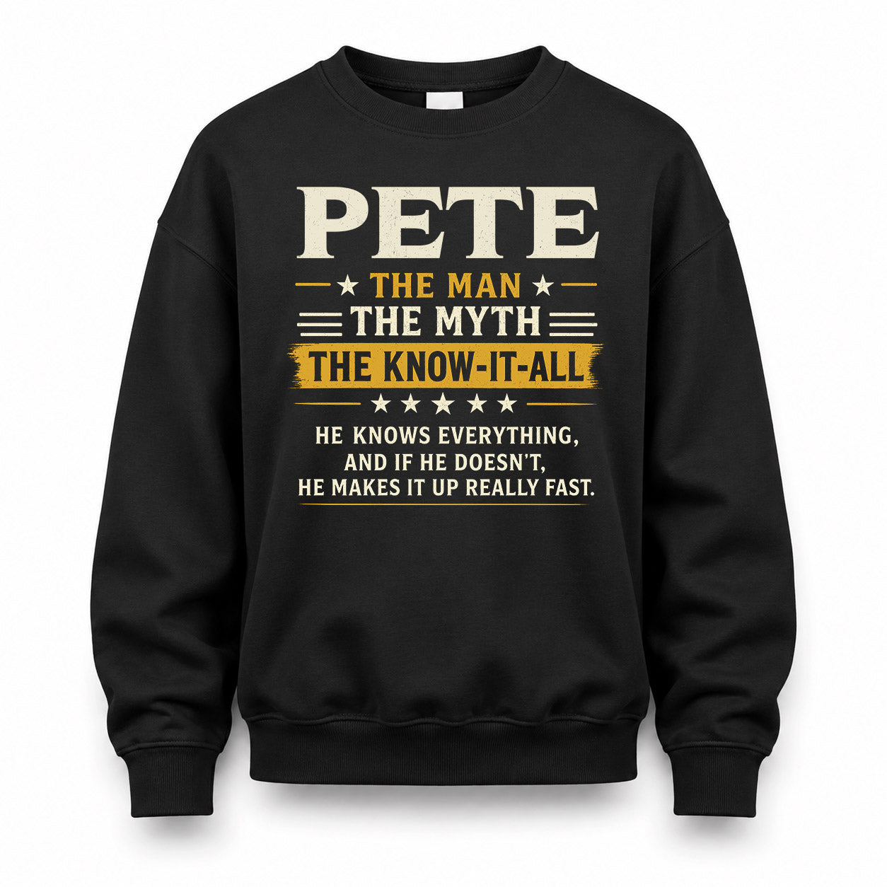 PETE TM90-K04-125 - NAME Legendary Know-It-All Personalized Funny Shirt