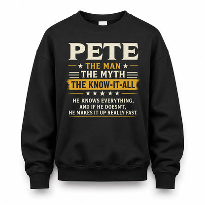 PETE TM90-K04-125 - NAME Legendary Know-It-All Personalized Funny Shirt