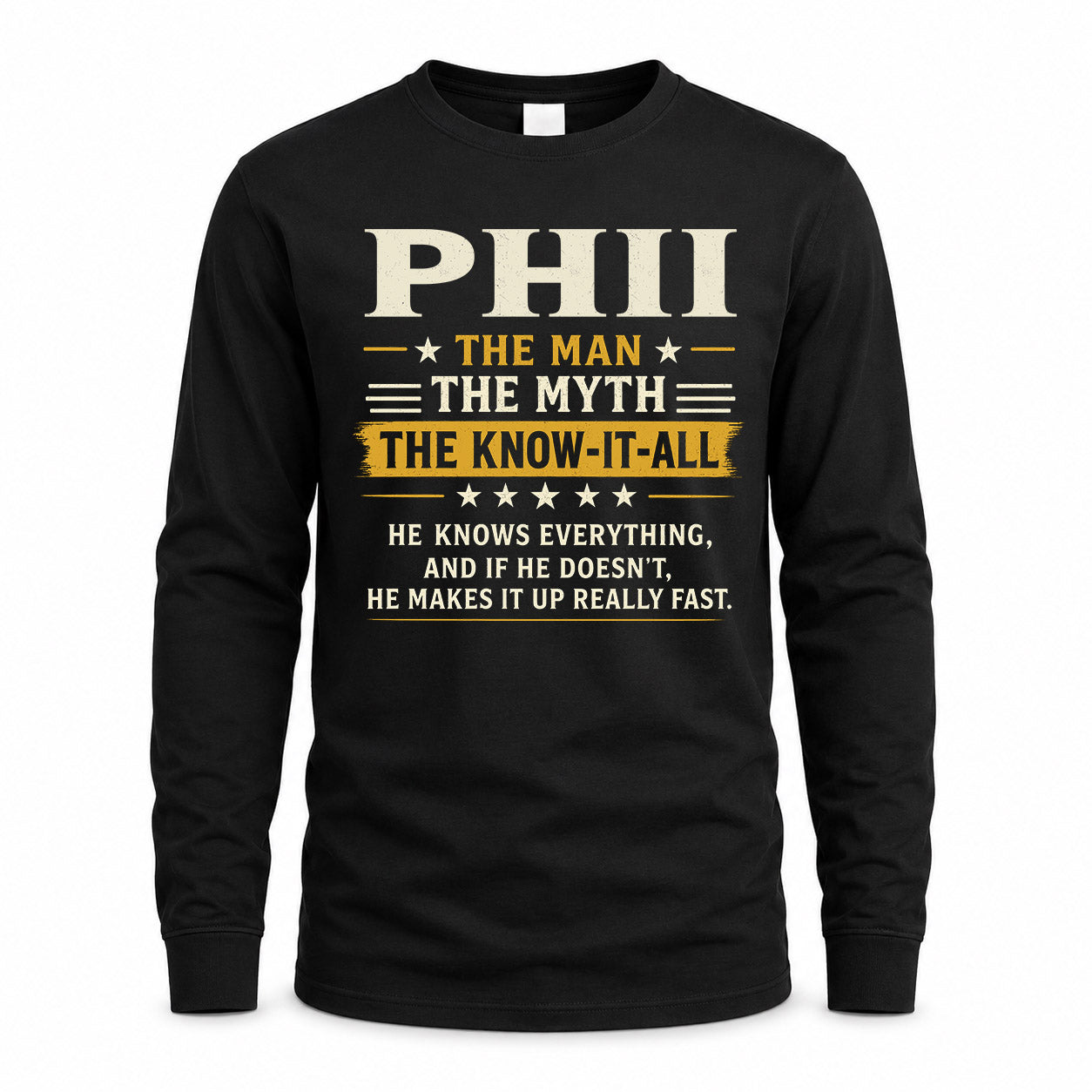 PHII TM90-K04-125 - NAME Legendary Know-It-All Personalized Funny Shirt
