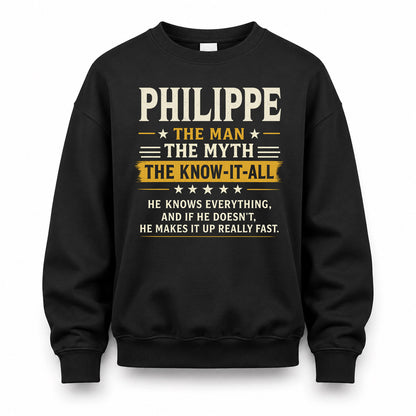 PHILIPPE TM90-K04-125 - NAME Legendary Know-It-All Personalized Funny Shirt
