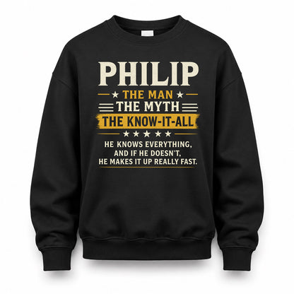 PHILIP TM90-K04-125 - NAME Legendary Know-It-All Personalized Funny Shirt