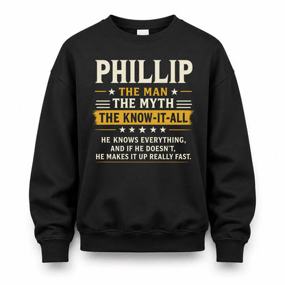 PHILLIP TM90-K04-125 - NAME Legendary Know-It-All Personalized Funny Shirt