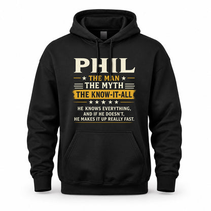 PHIL TM90-K04-125 - NAME Legendary Know-It-All Personalized Funny Shirt