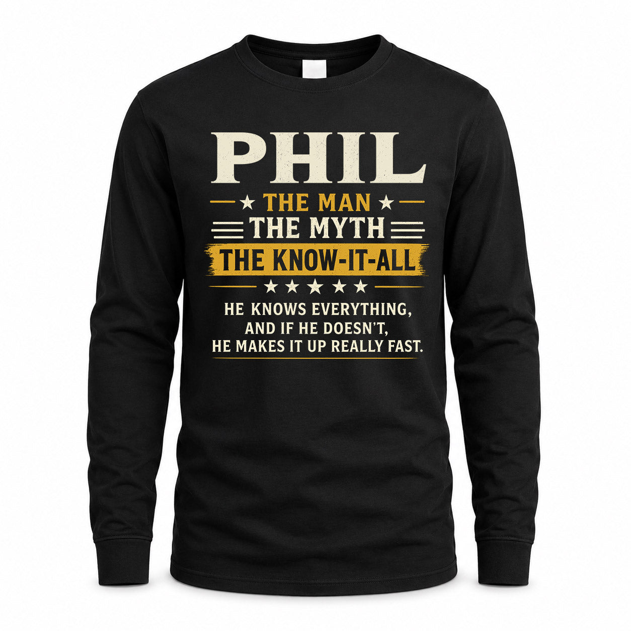 PHIL TM90-K04-125 - NAME Legendary Know-It-All Personalized Funny Shirt