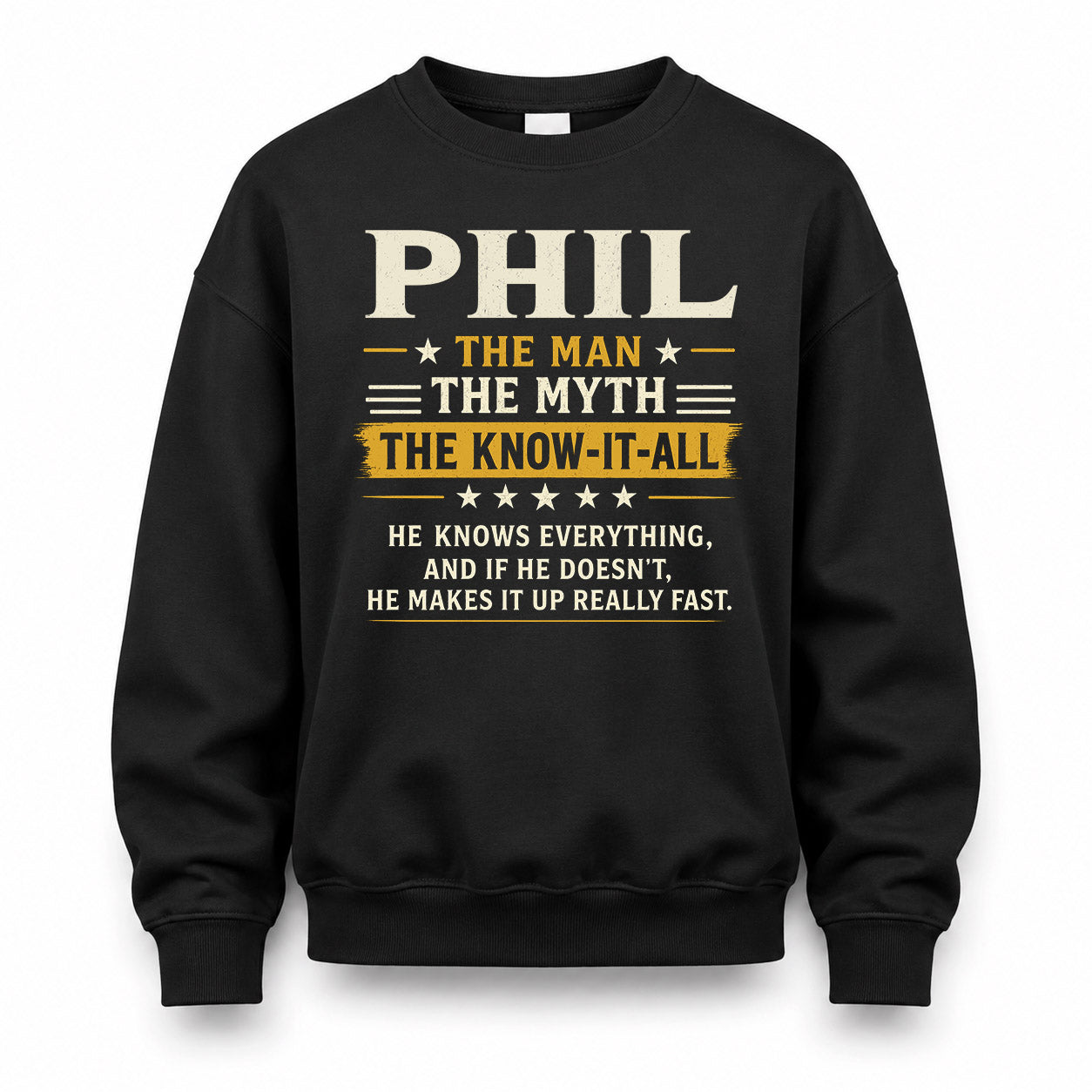 PHIL TM90-K04-125 - NAME Legendary Know-It-All Personalized Funny Shirt