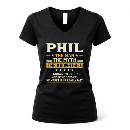 PHIL TM90-K04-125 - NAME Legendary Know-It-All Personalized Funny Shirt