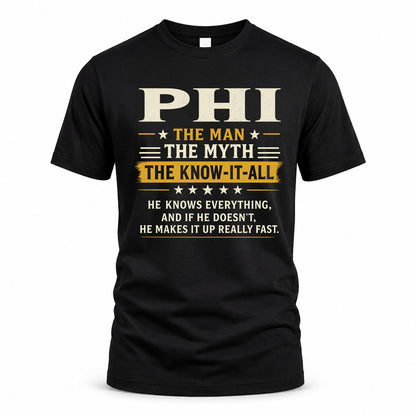 PHI TM90-K04-125 - NAME Legendary Know-It-All Personalized Funny Shirt