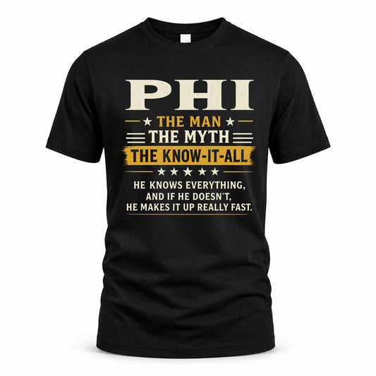 PHI TM90-K04-125 - NAME Legendary Know-It-All Personalized Funny Shirt