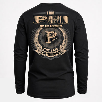 PHI PH55-T25-Personalized Name Quote Apparel “I Am NAME May Not Be Perfect But I Am Limited Edition”