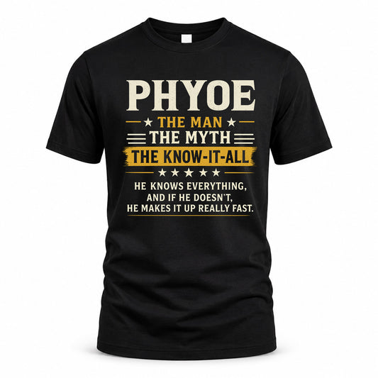 PHYOE TM90-K04-125 - NAME Legendary Know-It-All Personalized Funny Shirt